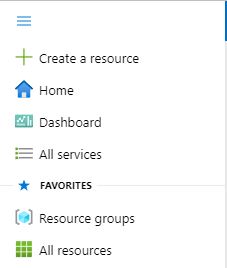 Screenshot of Azure main menu