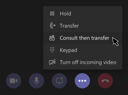Teams-consult then transfer menu screen